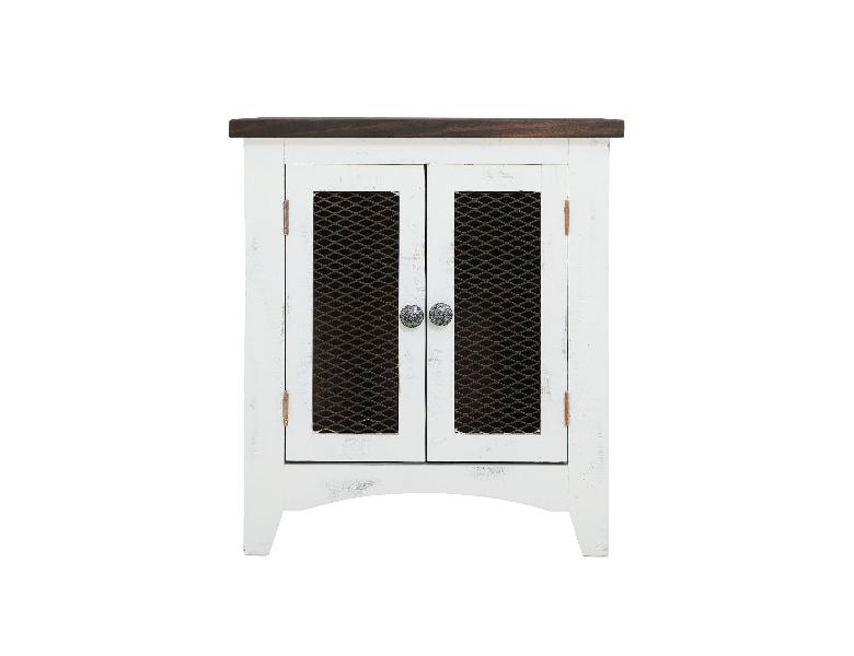 Image of Pueblo - End Table - Antiqued White / Brown