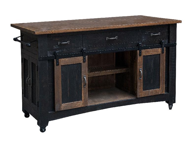 Image of Pueblo - Kitchen Island - Black / Medium Brown