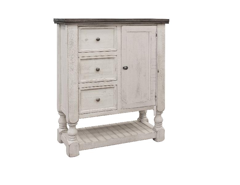 Image of Stone - Chest With 3 Drawers / 1 Door - Antiqued Ivory / Weathered Gray