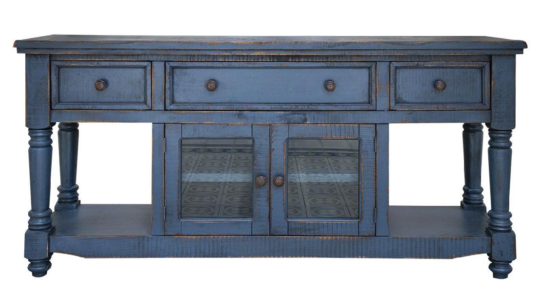 Image of Aruba - TV Stand / Console With 3 Drawers And 2 Doors - Dark Blue
