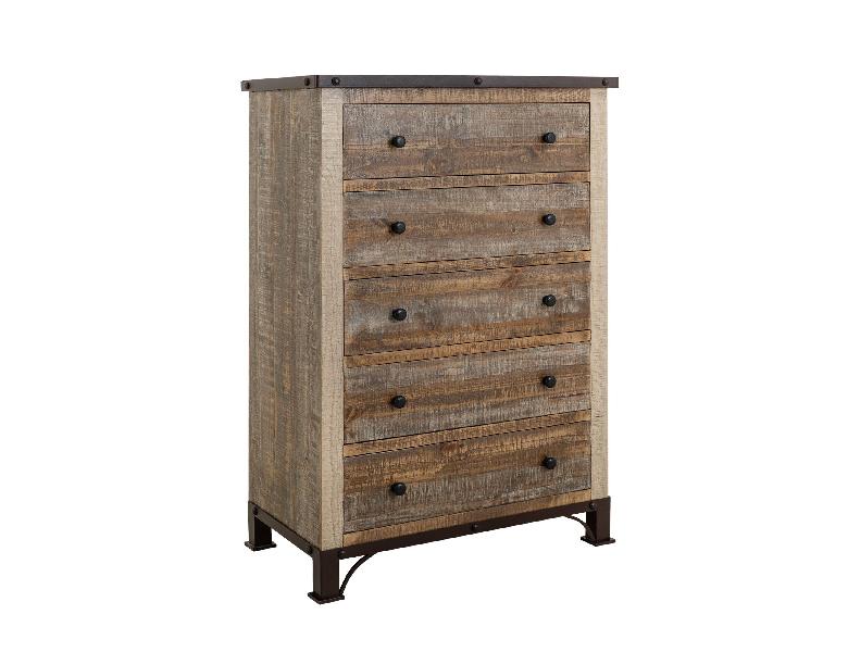 Image of Antique - 5 Drawer Chest - Multicolor