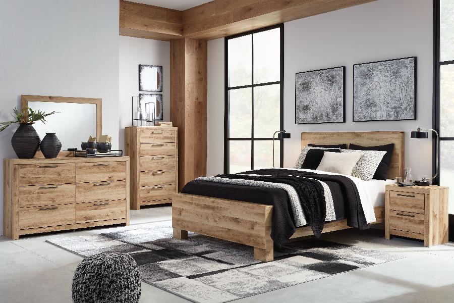 Image of Hyanna - 6 Pc. - Dresser, Mirror, Chest, King Panel Bed - Tan