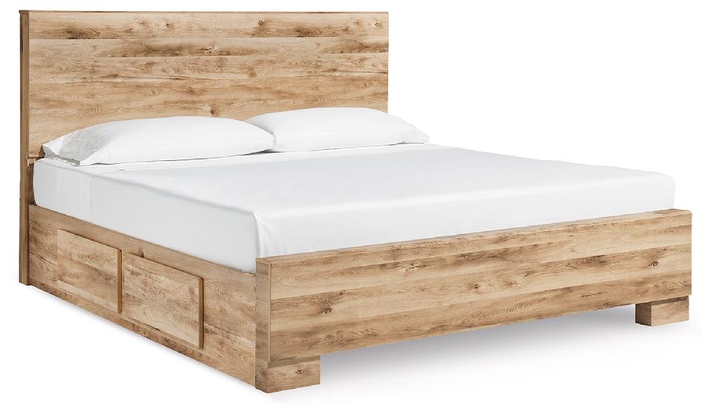 Image of Hyanna - King Panel Bed With 2 Side Storage - Tan Brown
