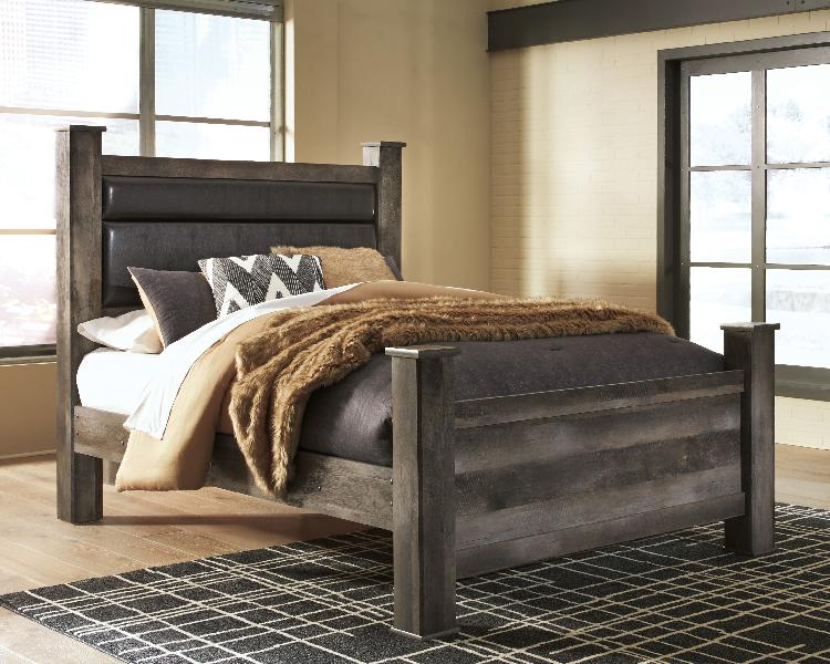 Image of Wynnlow - Queen Upholstered Poster Bed - Gray