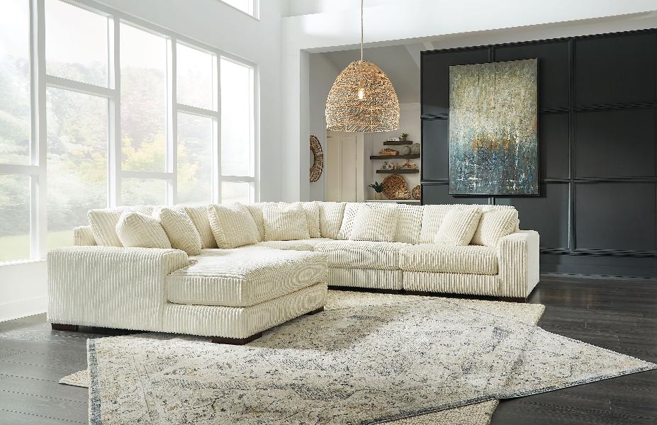 Image of Lindyn - Left Arm Facing Corner Chaise 5 Pc Sectional - Ivory