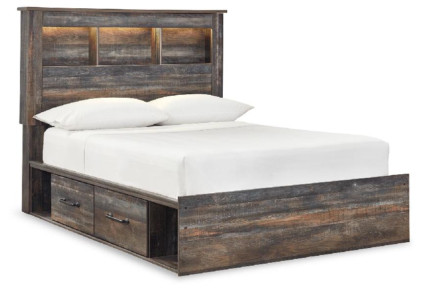 Image of Drystan - Full Bookcase Bed With 4 Storage Drawers - Multi