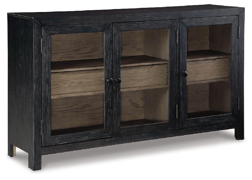 Image of Lenston - Accent Cabinet with 3 Doors - Black / Gray
