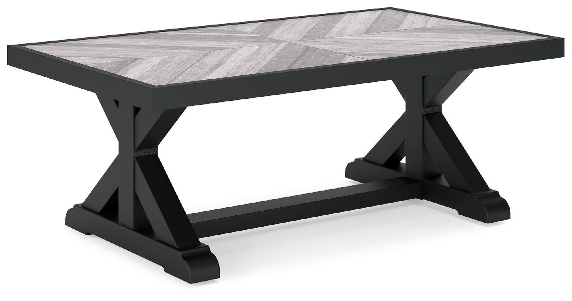 Image of Beachcroft - Rectangular Cocktail Table - Black / Light Gray