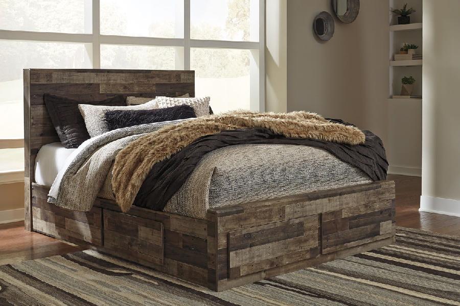 Image of Derekson - Queen Panel Bed with 6 Storage Drawers - Multi Gray