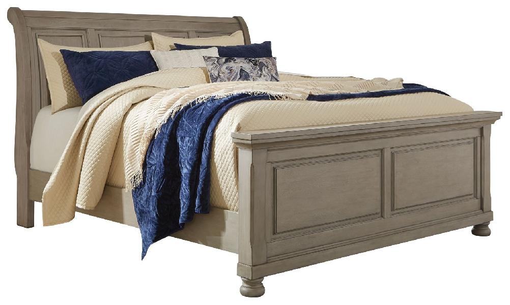 Image of Lettner - Queen Sleigh Bed - Light Gray