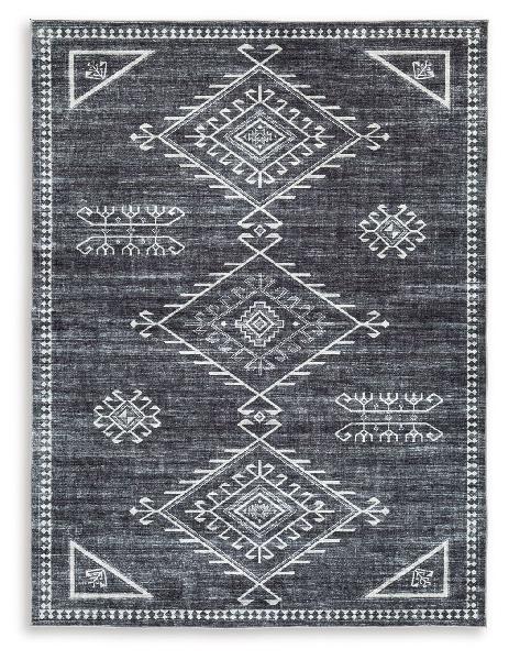 Image of Arloman - 5' x 7' Rug - Black / Cream / Gray