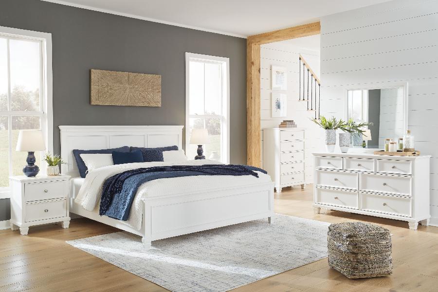Image of Fortman - 5 Pc. - Dresser, Mirror, King Panel Bed - White