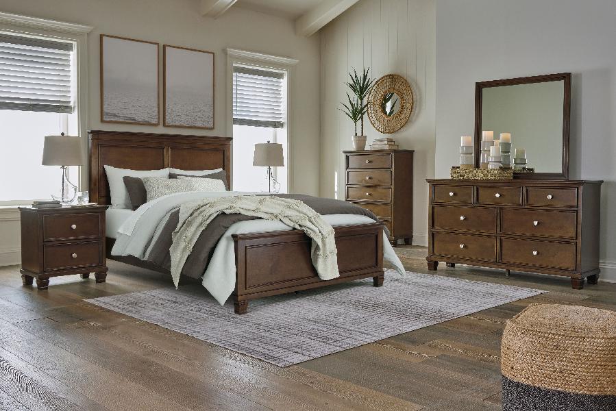 Image of Danabrin - 5 Pc. - Dresser, Mirror, Queen Panel Bed - Brown