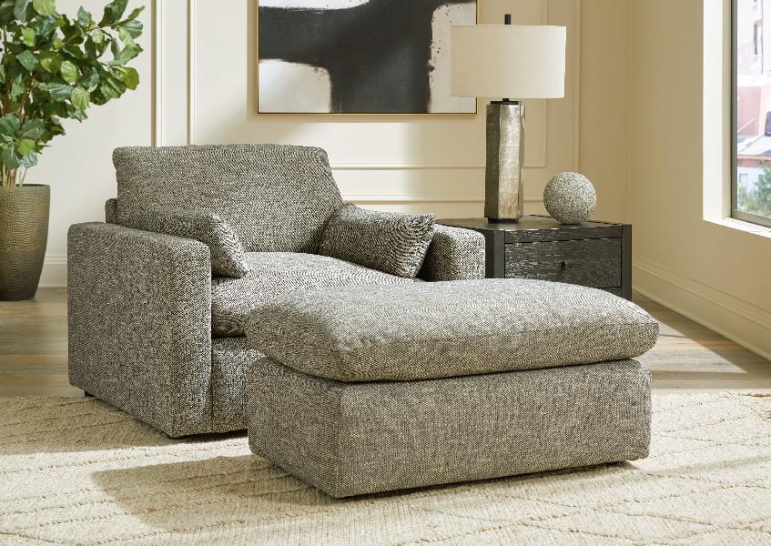 Image of Dramatic - 2 Pc. - Chair And A Half, Ottoman - Granite