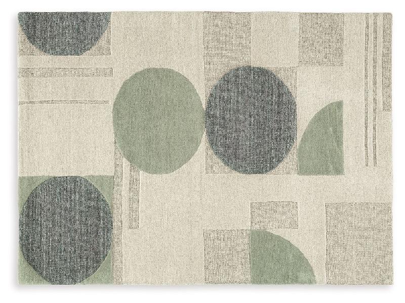Image of Dallane - 5' x 7' Rug - Linen / Blue / Green