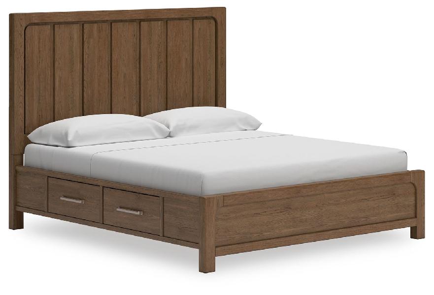 Image of Cabalynn - California King Panel Bed With Storage - Light Brown