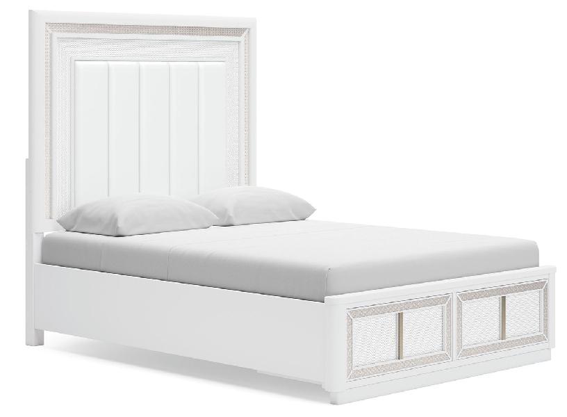 Image of Chalanna - Queen Upholstered Storage Bed - White