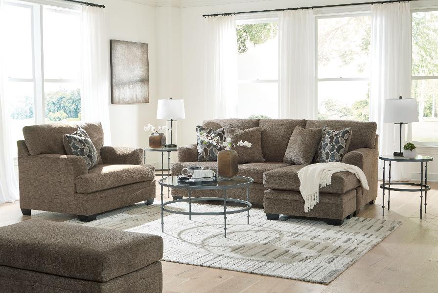 Image of Stonemeade - 3 Pc. - Sofa Chaise, Chair And A Half, Ottoman - Nutmeg