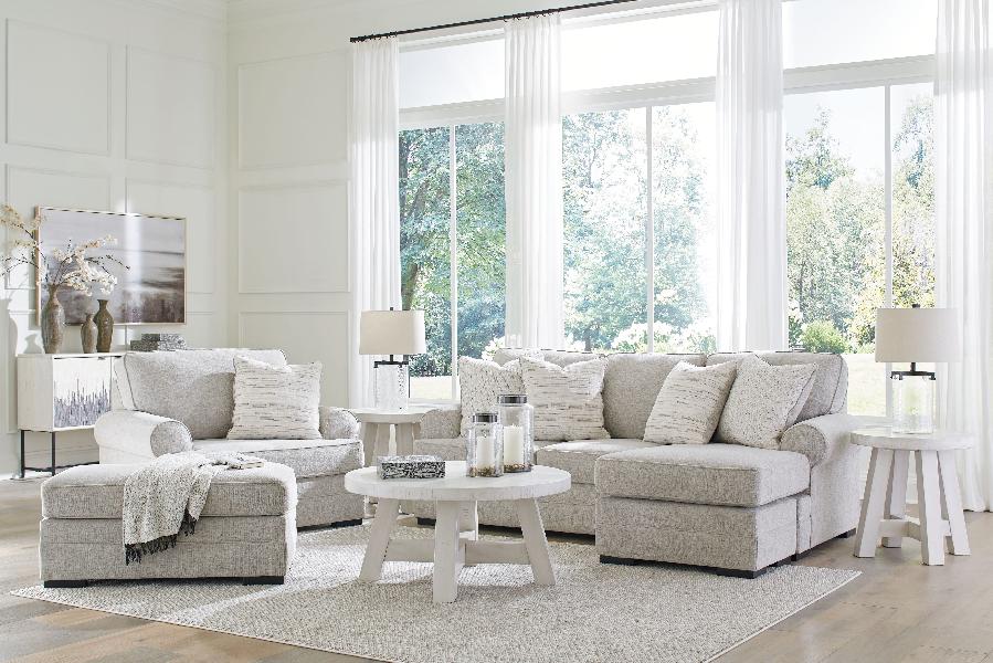 Image of Eastonbridge - 3 Pc. - Sofa Chaise, Chair And A Half, Ottoman - Shadow