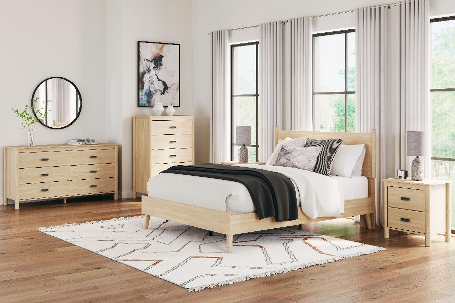 Image of Cabinella - 3 Pc. - Dresser, Queen Platform Panel Bed - Tan