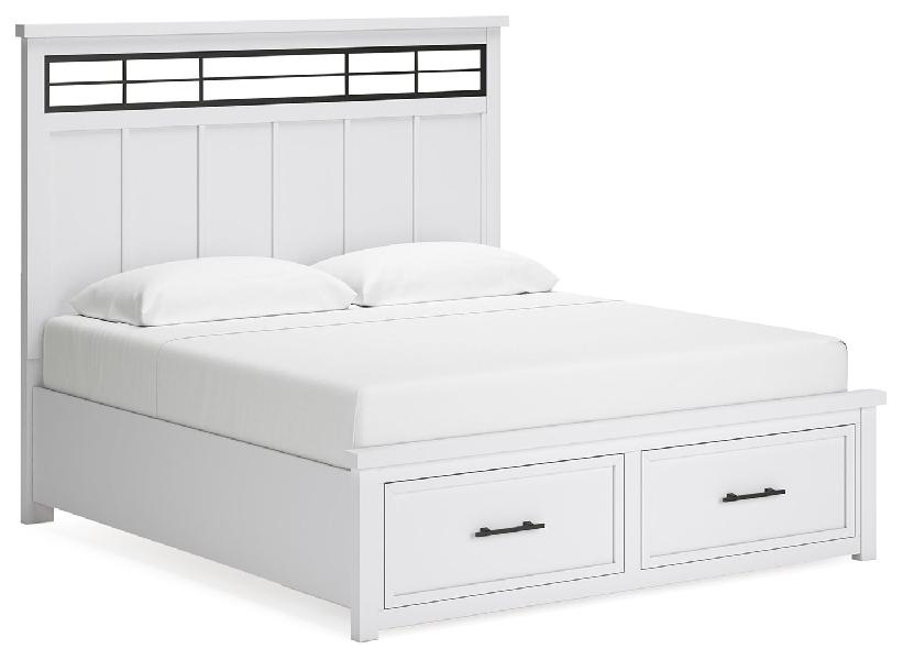 Ashbryn - King Panel Storage Bed - White / Natural
