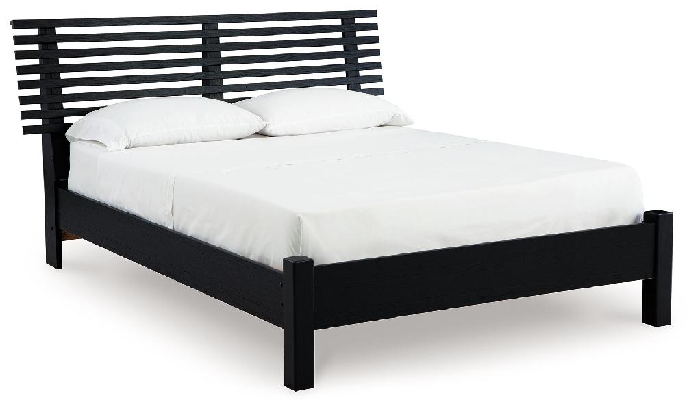 Image of Danziar - Full Slat Panel Bed With Low Footboard - Black
