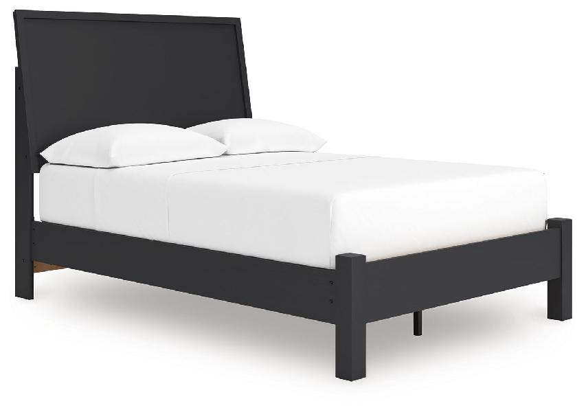 Image of Danziar - Full Panel Bed With Low Footboard - Black
