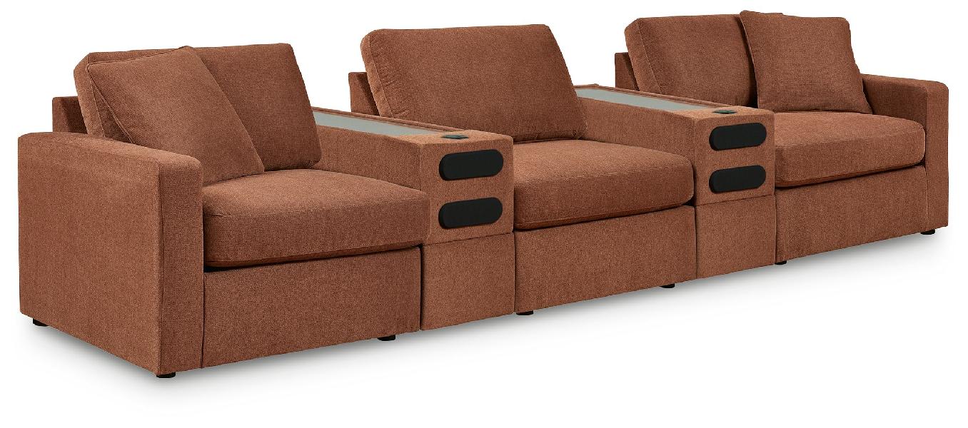 Image of Modmax - 5-Piece Sectional With 2 Audio System Consoles - Spice