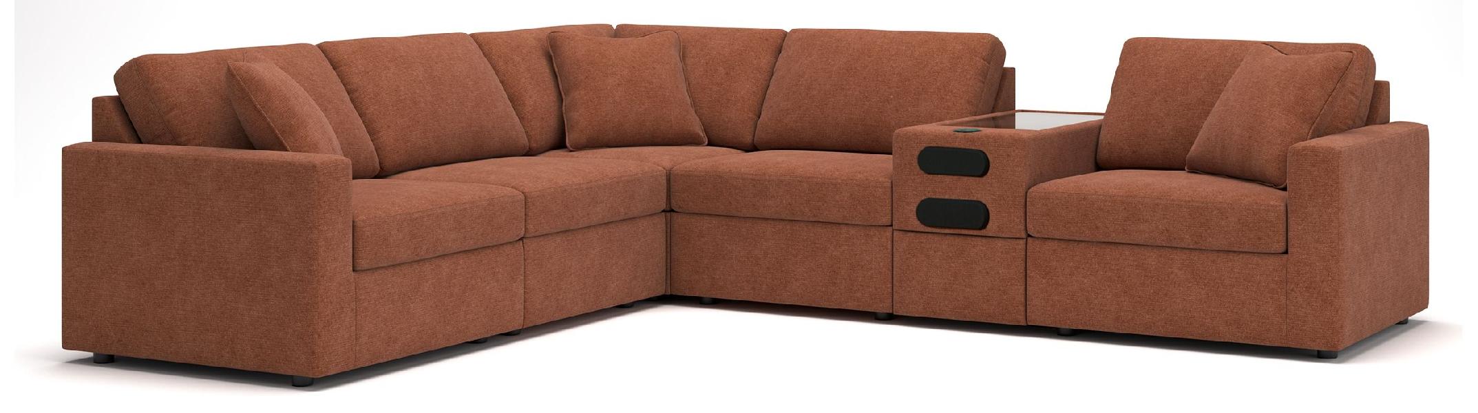 Image of Modmax - 6-Piece Sectional With Audio System Console - Spice