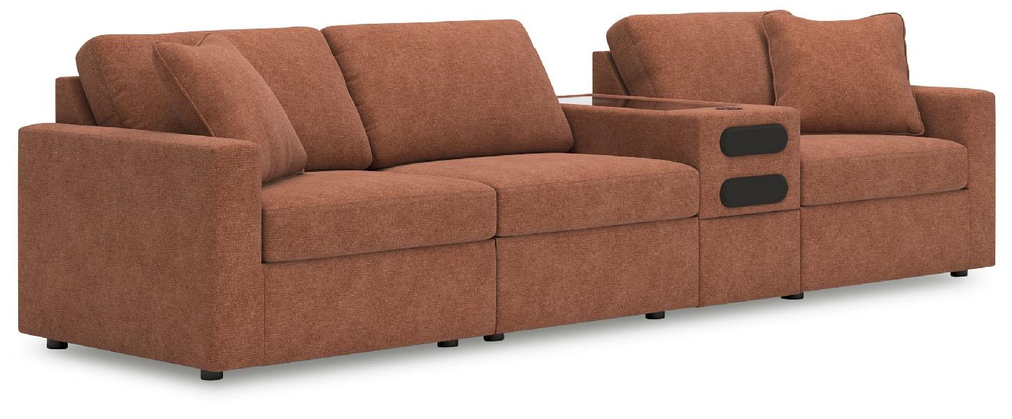 Image of Modmax - 4-Piece Sectional With Audio System Console - Spice