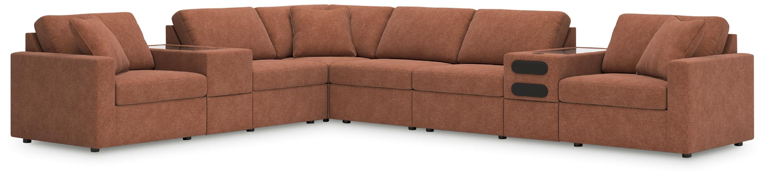 Image of Modmax - 8-Piece Sectional With Audio And Storage Consoles - Spice