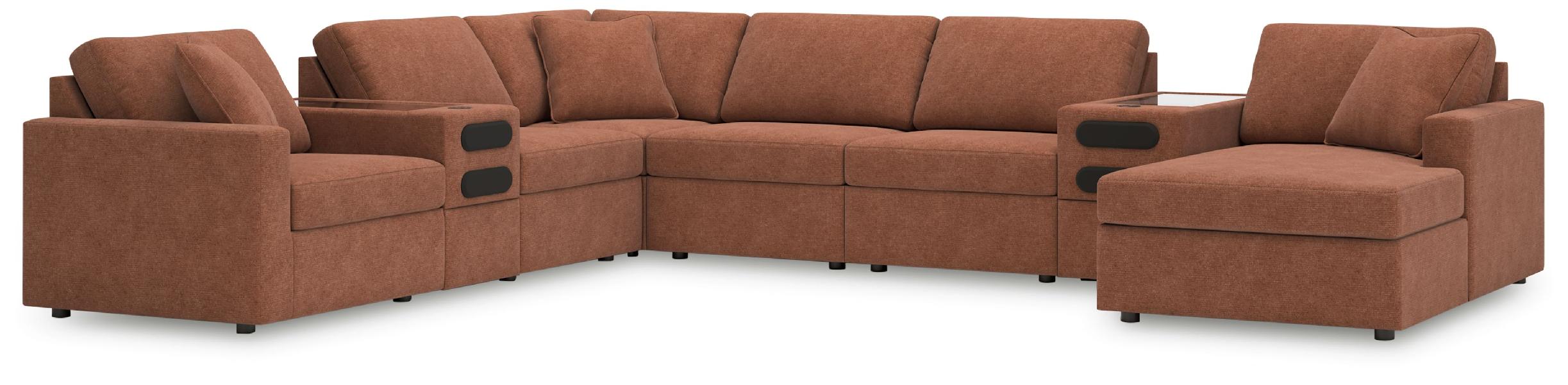 Image of Modmax - 8-Piece Sectional With Raf Corner Chaise And Audio System Console - Spice