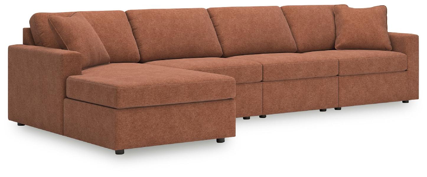 Image of Modmax - 4-Piece Sectional With Laf Corner Chaise - Spice