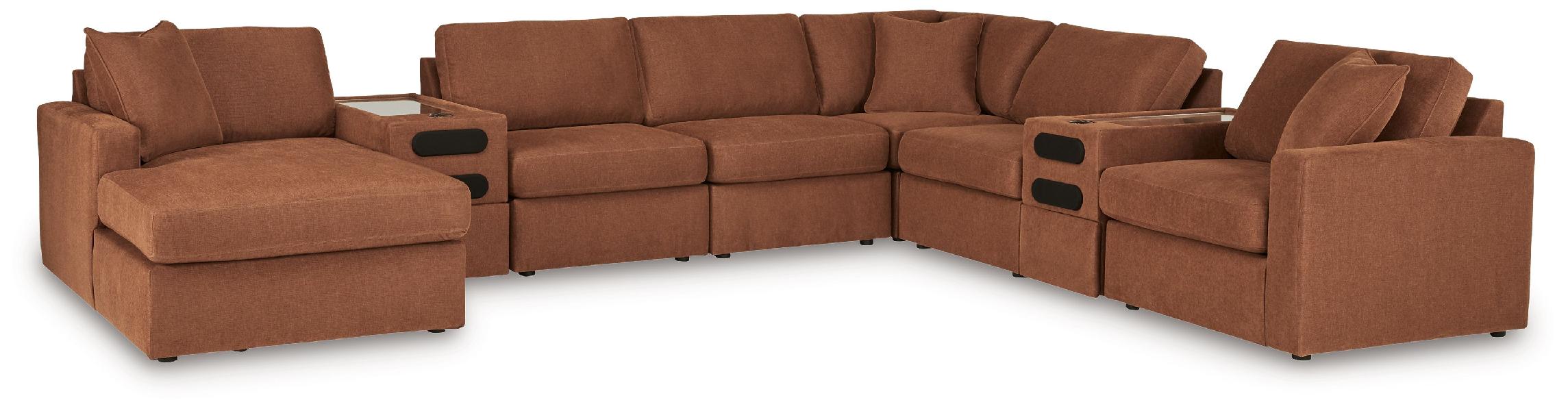 Image of Modmax - 8-Piece Sectional With Laf Corner Chaise And Audio System Console - Spice