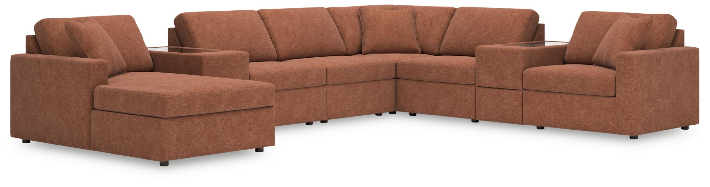 Image of Modmax - 8-Piece Sectional With Laf Corner Chaise And Storage Consoles - Spice