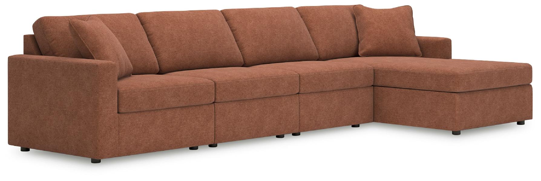 Image of Modmax - 4-Piece Sectional With Raf Corner Chaise - Spice