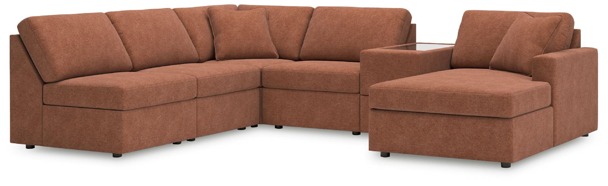Image of Modmax - 6-Piece Sectional With Raf Corner Chaise And Storage Console - Spice