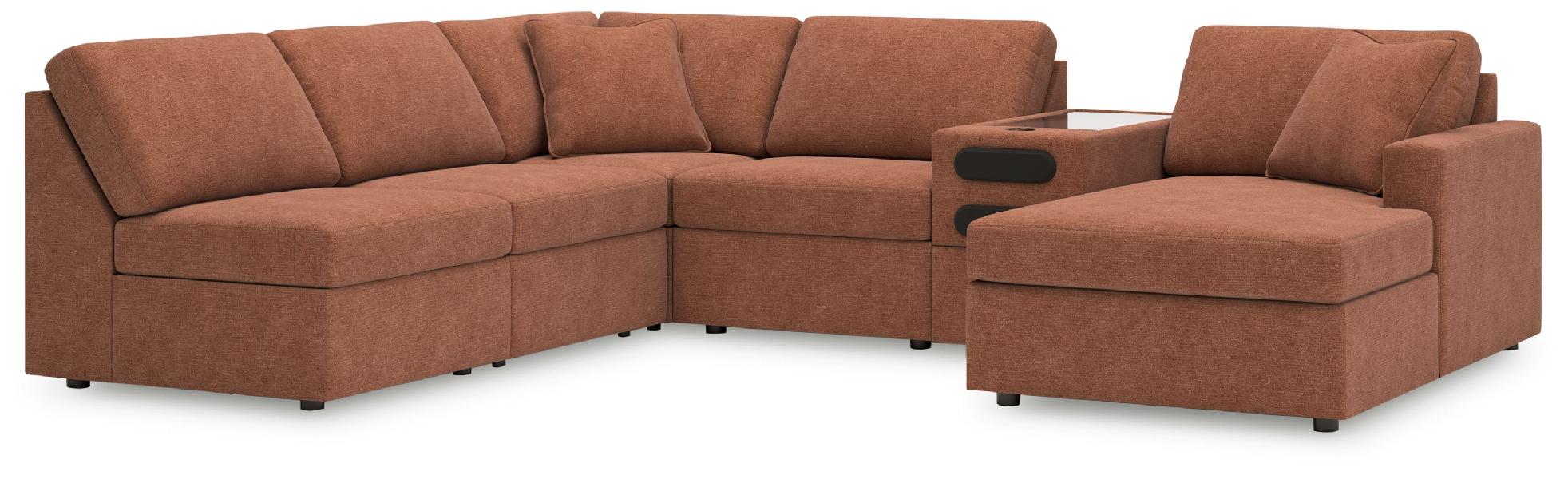 Image of Modmax - 6-Piece Sectional With Raf Corner Chaise And Audio System Console - Spice