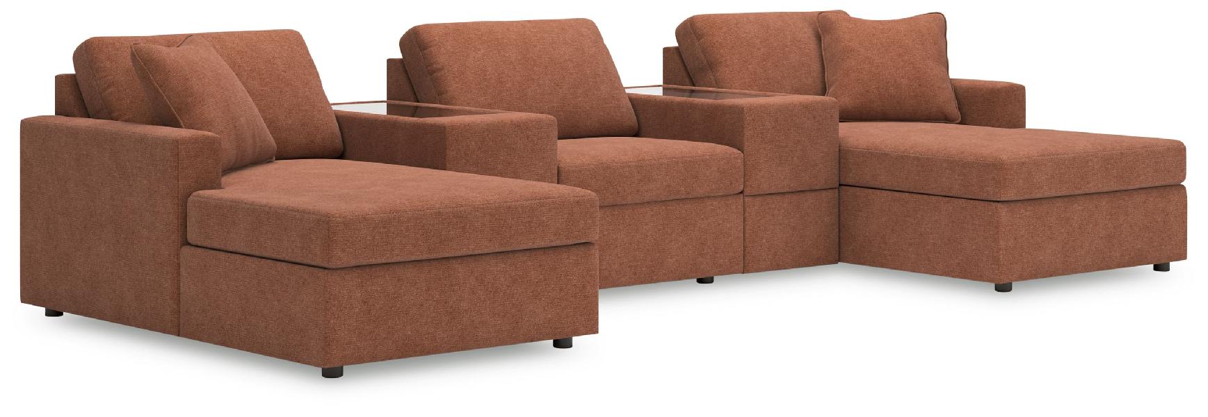 Image of Modmax - 5-Piece Pit Sectional With Storage Consoles - Spice