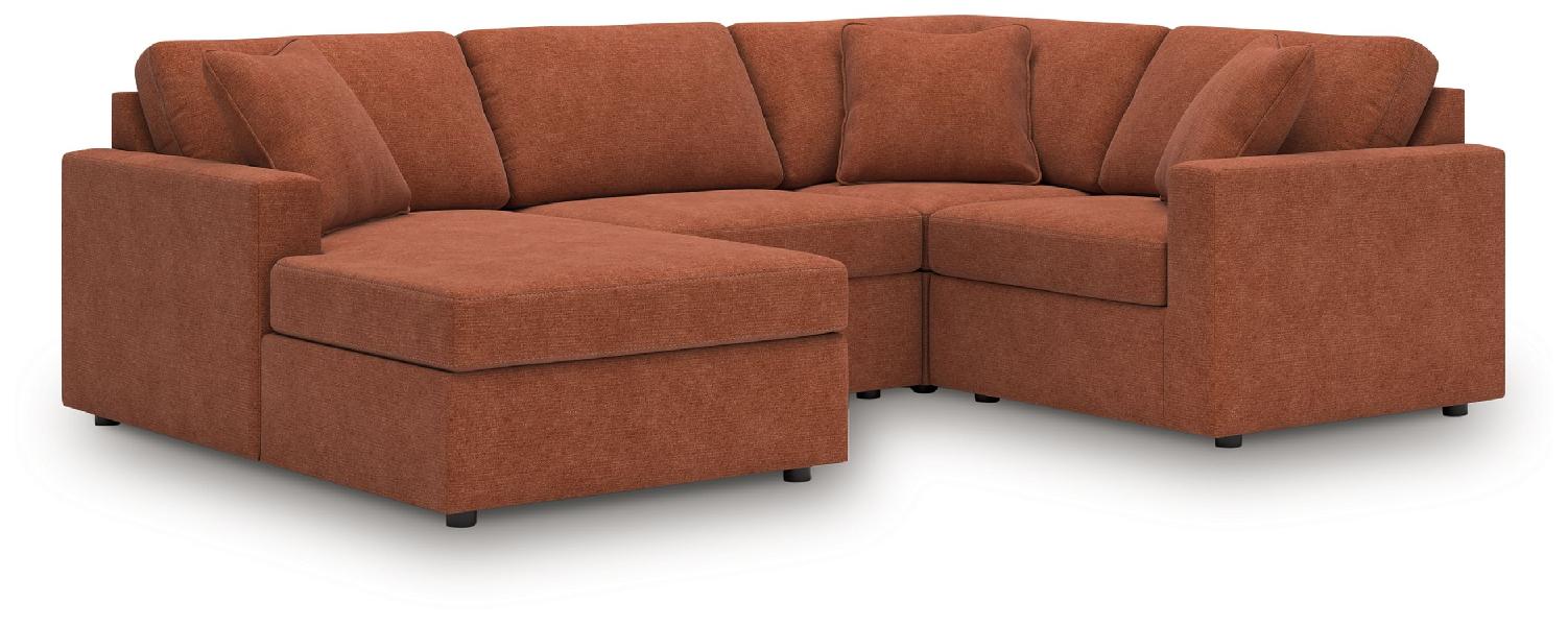 Image of Modmax - 4-Piece Sectional With Laf Corner Chaise, With Raf Corner Chair - Spice