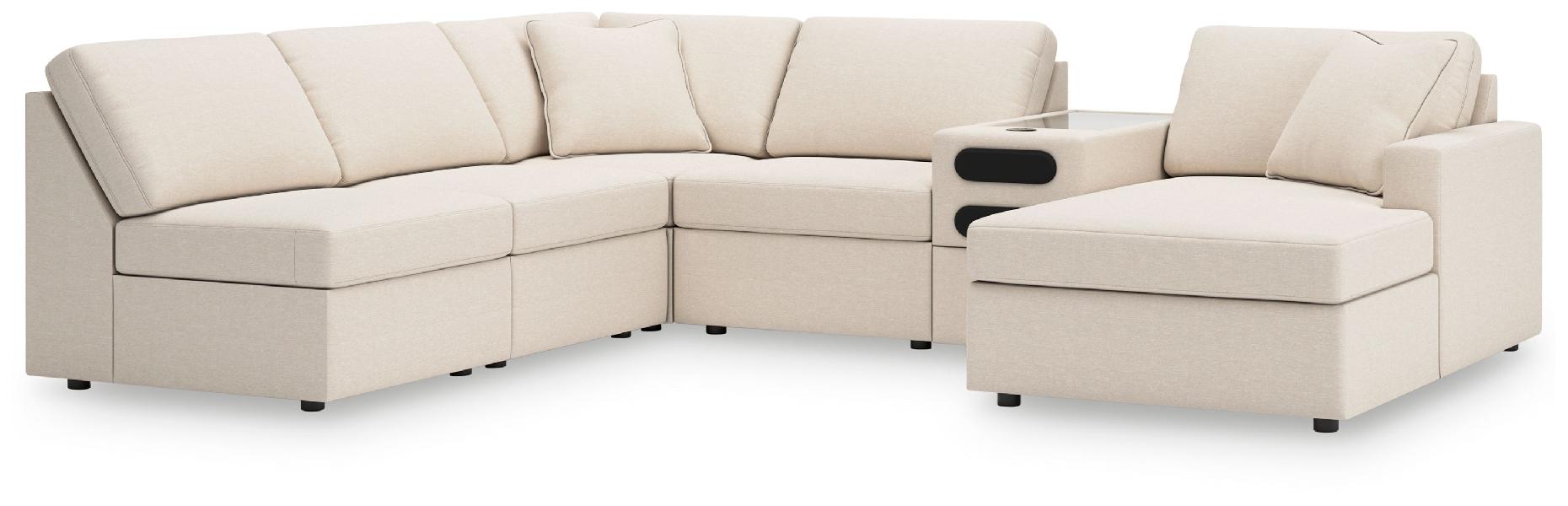 Image of Modmax - 6-Piece Sectional With Raf Corner Chaise And Audio Console - Oyster