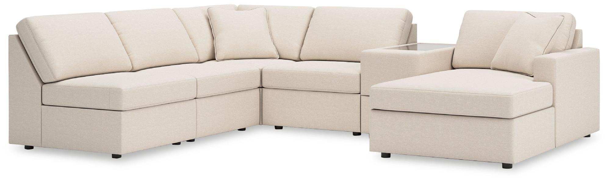 Image of Modmax - 6-Piece Sectional With Raf Corner Chaise And Storage Console - Oyster