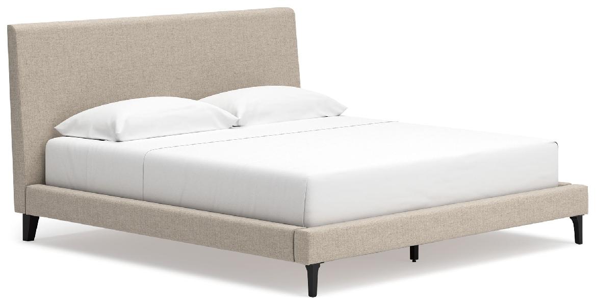 Image of Cielden - King Upholstered Bed with Roll Slats - Soft Gray