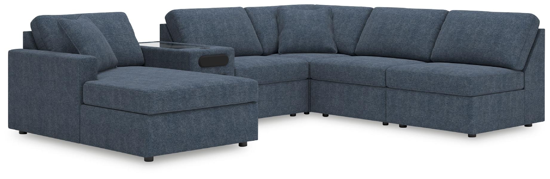 Image of Modmax - 6-Piece Sectional With Laf Corner Chaise And Audio System Console - Ink