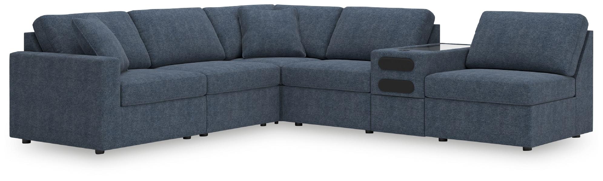 Image of Modmax - 6-Piece Sectional With Audio System Console And 3 Armless Chairs - Ink
