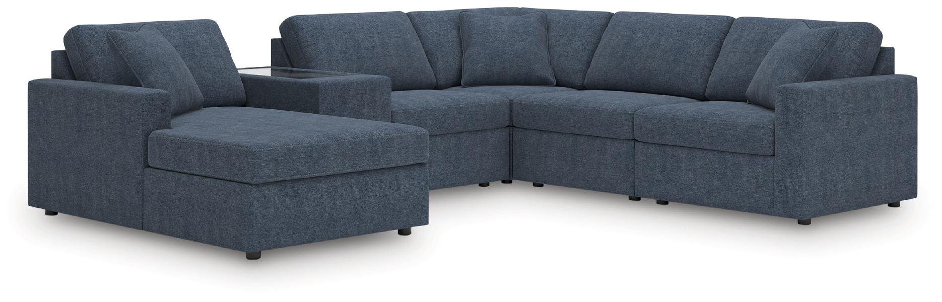 Modmax - 6-Piece Sectional With Laf Corner Chaise, RAF Corner Chair And Storage Console - Ink