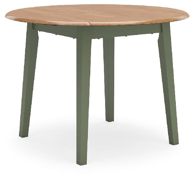 Image of Gesthaven - Round Dining Room Drop Leaf Table - Natural / Green