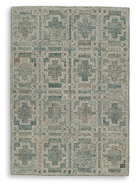 Image of Jossland - 5' x 7' Rug - Turquoise / Ivory
