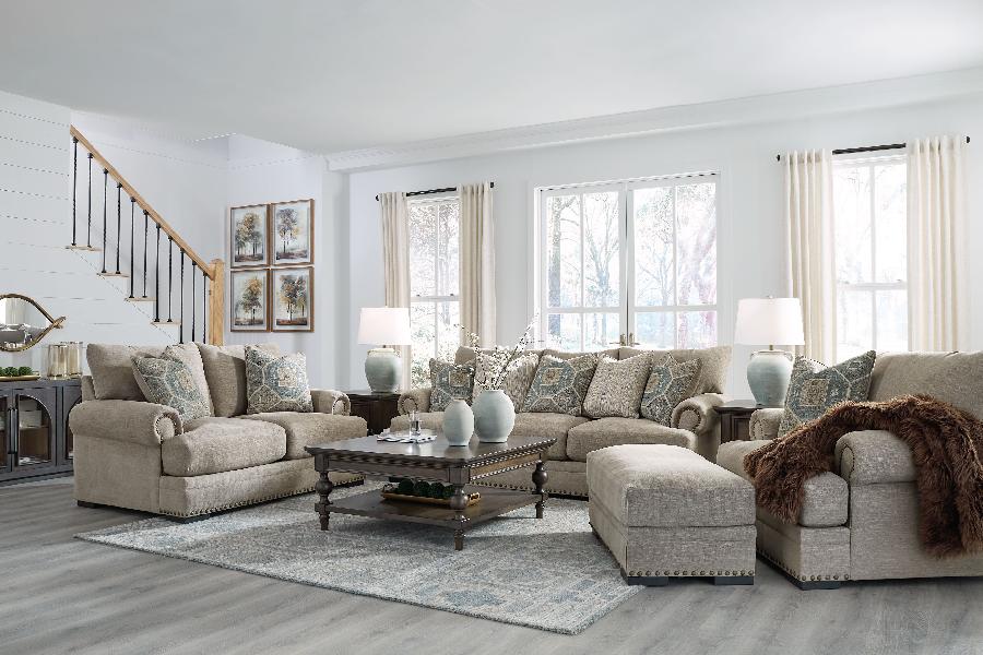 Image of Galemore - 4 Pc. - Sofa, Loveseat, Chair And A Half, Ottoman - Quarry