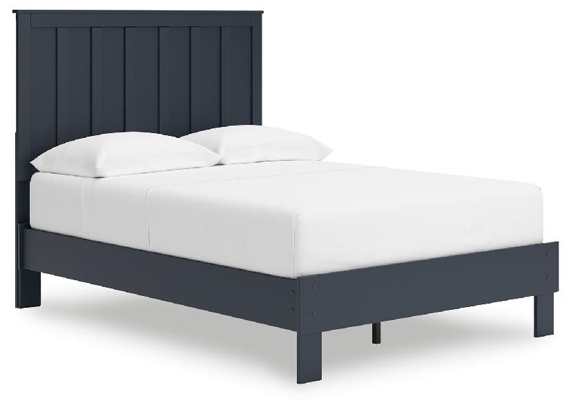 Image of Simmenfort - Full Platform Bed With Panel Headboard - Navy Blue
